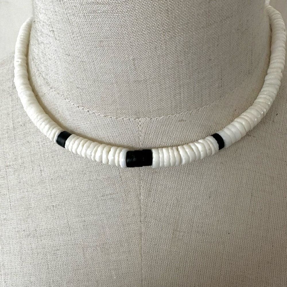 Black and white heishi beaded necklace